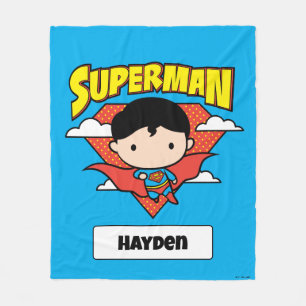 Chibi Superman Polka Dot Shield and Name Fleece Deken