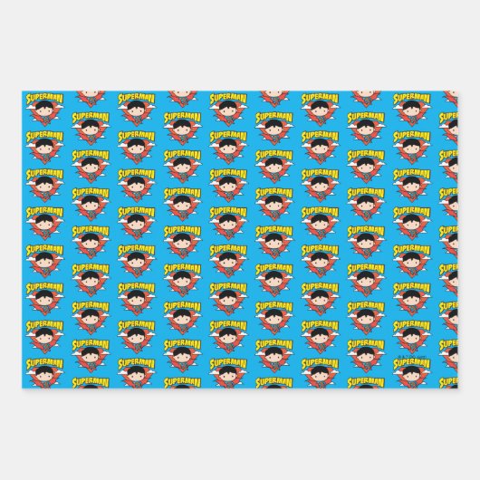 Chibi Superman Polka Dot Shield and Name Inpakpapier Vel (Voorkant 3)
