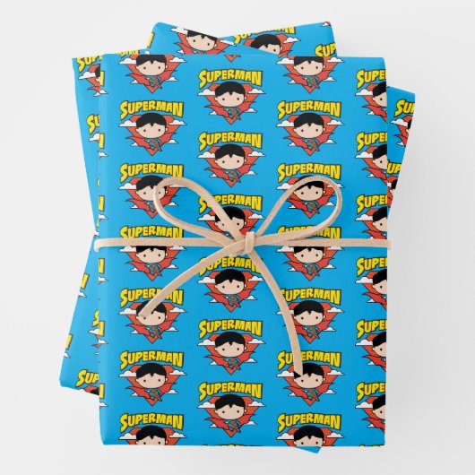 Chibi Superman Polka Dot Shield and Name Inpakpapier Vel (In situ)