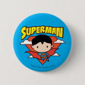 Chibi Superman Polka Dot Shield and Name Ronde Button 5,7 Cm (Voorkant)
