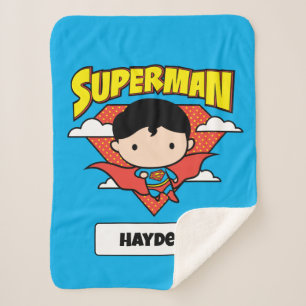 Chibi Superman Polka Dot Shield and Name Sherpa Deken