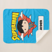 Chibi Superman Polka Dot Shield and Name Sherpa Deken (Voorkant (horizontaal))