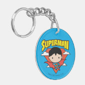 Chibi Superman Polka Dot Shield and Name Sleutelhanger (Voorkant Links)