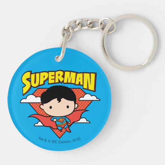 Chibi Superman Polka Dot Shield and Name Sleutelhanger (Achterkant)