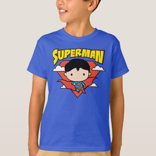 Chibi Superman Polka Dot Shield and Name T-shirt (Voorkant)
