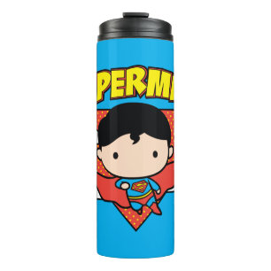 Chibi Superman Polka Dot Shield and Name Thermosbeker