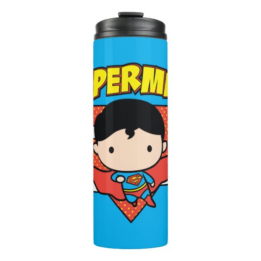 Chibi Superman Polka Dot Shield and Name Thermosbeker (Voorkant)