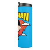 Chibi Superman Polka Dot Shield and Name Thermosbeker (Geroteerd rechts)