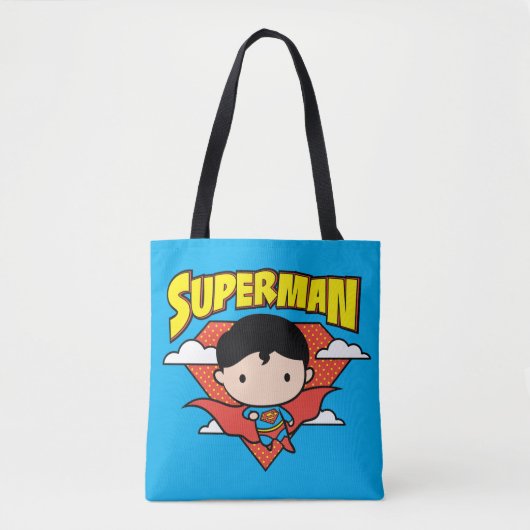 Chibi Superman Polka Dot Shield and Name Tote Bag (Voorkant)