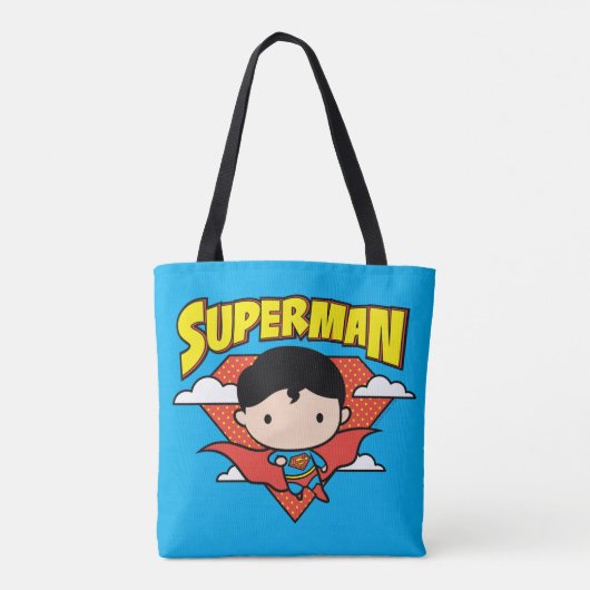 Chibi Superman Polka Dot Shield and Name Tote Bag (Achterkant)