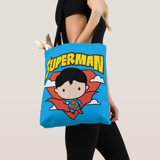 Chibi Superman Polka Dot Shield and Name Tote Bag (Dichtbij)
