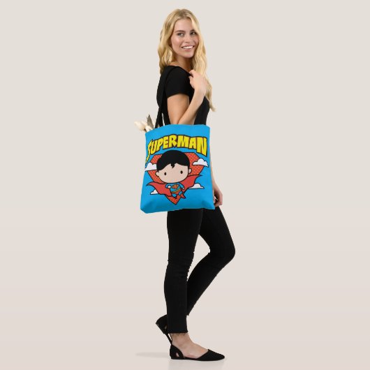 Chibi Superman Polka Dot Shield and Name Tote Bag (Op model)