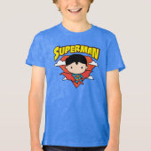 Chibi Superman Polka Dot Shield and Name Tri-Blend Shirt (Voorkant)
