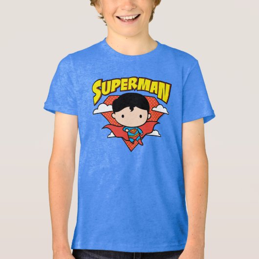 Chibi Superman Polka Dot Shield and Name Tri-Blend Shirt (Voorkant)