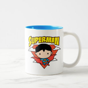 Chibi Superman Polka Dot Shield and Name Tweekleurige Koffiemok
