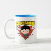 Chibi Superman Polka Dot Shield and Name Tweekleurige Koffiemok (Links)