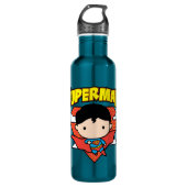 Chibi Superman Polka Dot Shield and Name Waterfles (Voorkant)