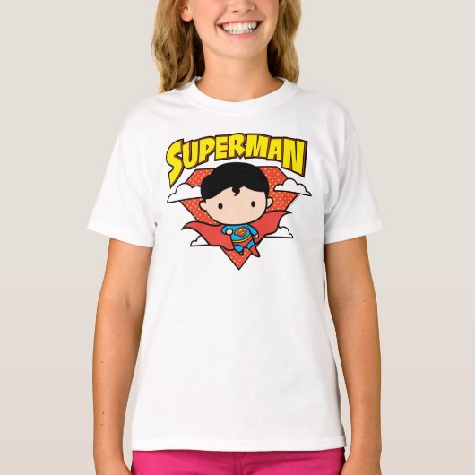 Chibi Superman Stippen Schild en Naam T-shirt (Voorkant)