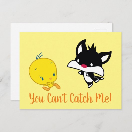 Chibi SYLVESTER™ achter TWEETY™ Briefkaart (Voorkant / Achterkant)