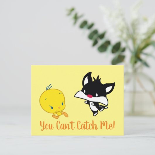 Chibi SYLVESTER™ achter TWEETY™ Briefkaart (Staand voorkant)