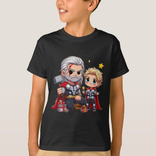 Chibi Thor en zijn zoon T-shirt (Voorkant)
