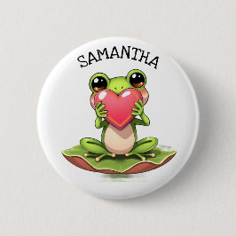 Chibi Toad in Pink and Green Personalized Ronde Button 5,7 Cm