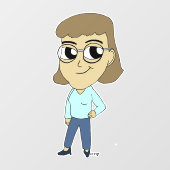 chibi-toets raamsticker (Vel)