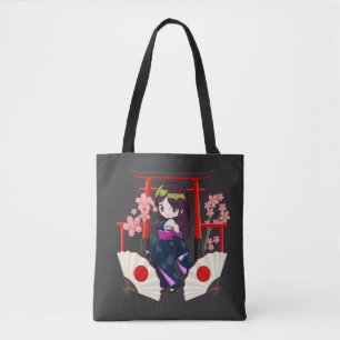 Chibi Traditioneel Japans meisje Tote Bag