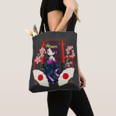 Chibi Traditioneel Japans meisje Tote Bag (Dichtbij)