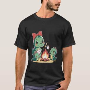 Chibi Trex Familie Kawaii Dino Schattig Buiten Kam T-shirt