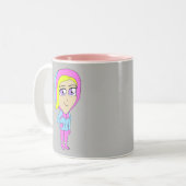 chibi tweekleurige koffiemok (Voorkant links)