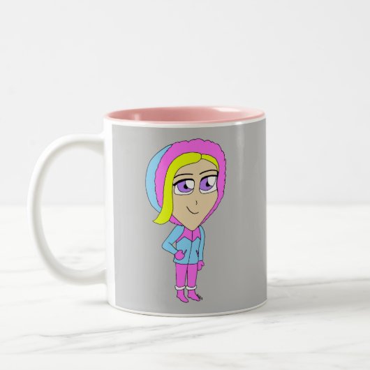 chibi tweekleurige koffiemok (Links)