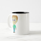 chibi tweekleurige koffiemok (Voorkant links)