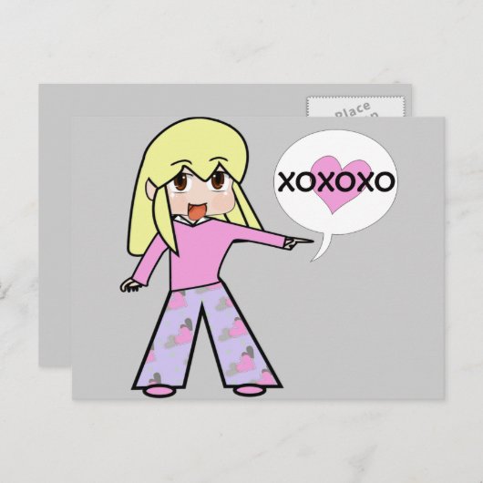 Chibi Valentijn Feestdagenkaart (Voorkant / Achterkant)