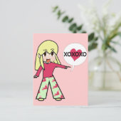 Chibi Valentijn Hartjes Feestdagenkaart (Staand voorkant)