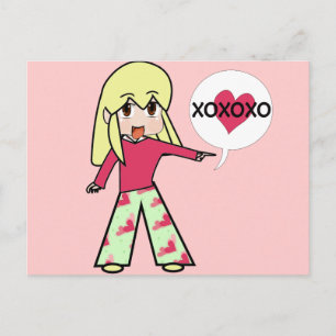 Chibi Valentijn Hearts Feestdagenkaart