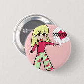 Chibi Valentijn Hearts Ronde Button 5,7 Cm (Voorkant /achterkant)