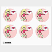 Chibi Valentijn Hearts Ronde Sticker (Vel)