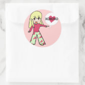 Chibi Valentijn Hearts Ronde Sticker (Tas)