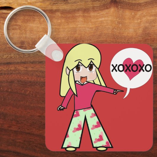 Chibi Valentijn Hearts Sleutelhanger (Voorkant)