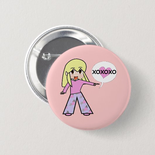 Chibi Valentijn Ronde Button 5,7 Cm (Voorkant /achterkant)