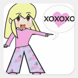 Chibi Valentijn Vierkante Sticker