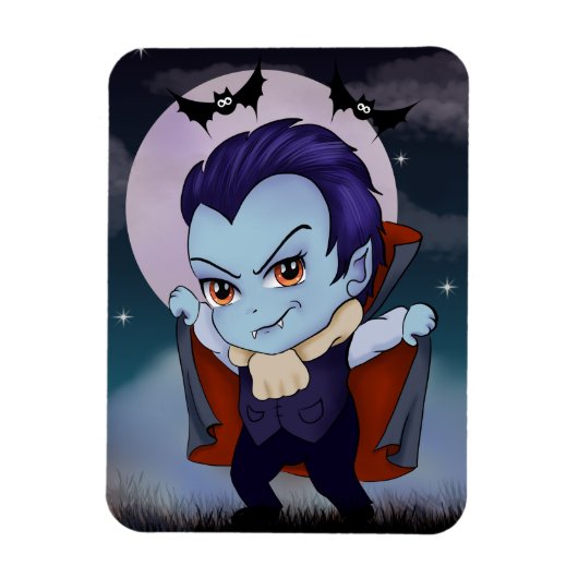 Chibi-vampier en vleermuizen magneet (Verticaal)