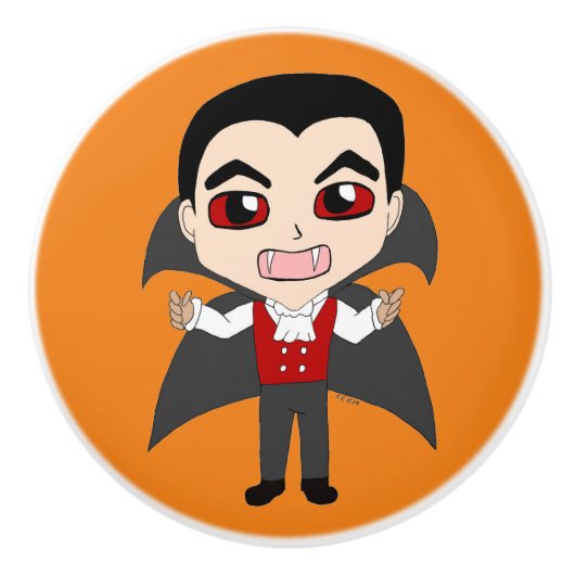 chibi vampier keramische knop (Voorkant)