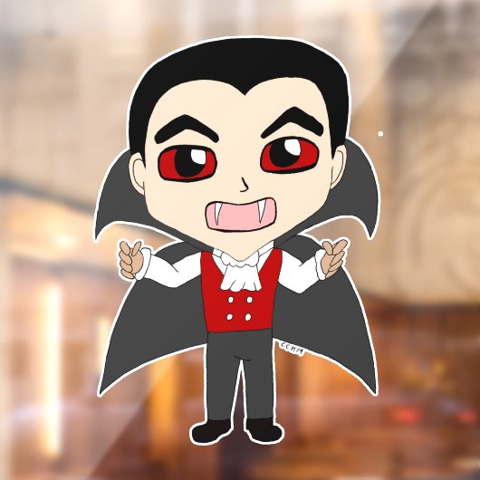 chibi vampier raamsticker (Vel 2)