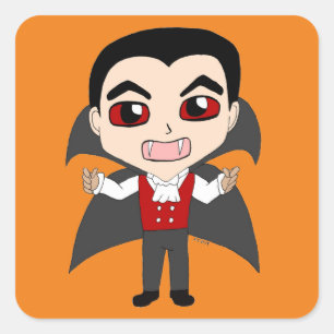 chibi vampier vierkante sticker
