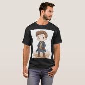 Chibi Vault‑Dwelling Wanderer | Schattig Retro‑Fut T-shirt (Voorkant volledig)