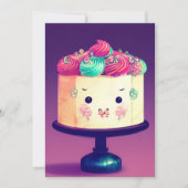 Chibi verjaardagstaart raspberry pistachio crème p feestdagenkaart (Voorkant)