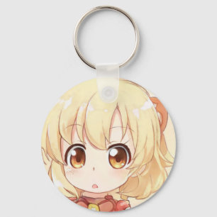 Chibi verraste blond meisje amberkleurige ogen ani sleutelhanger