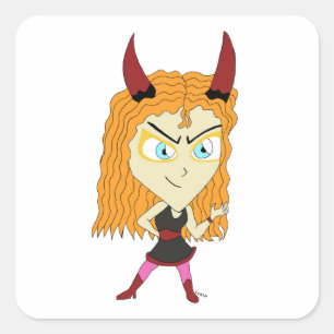 chibi vierkante sticker